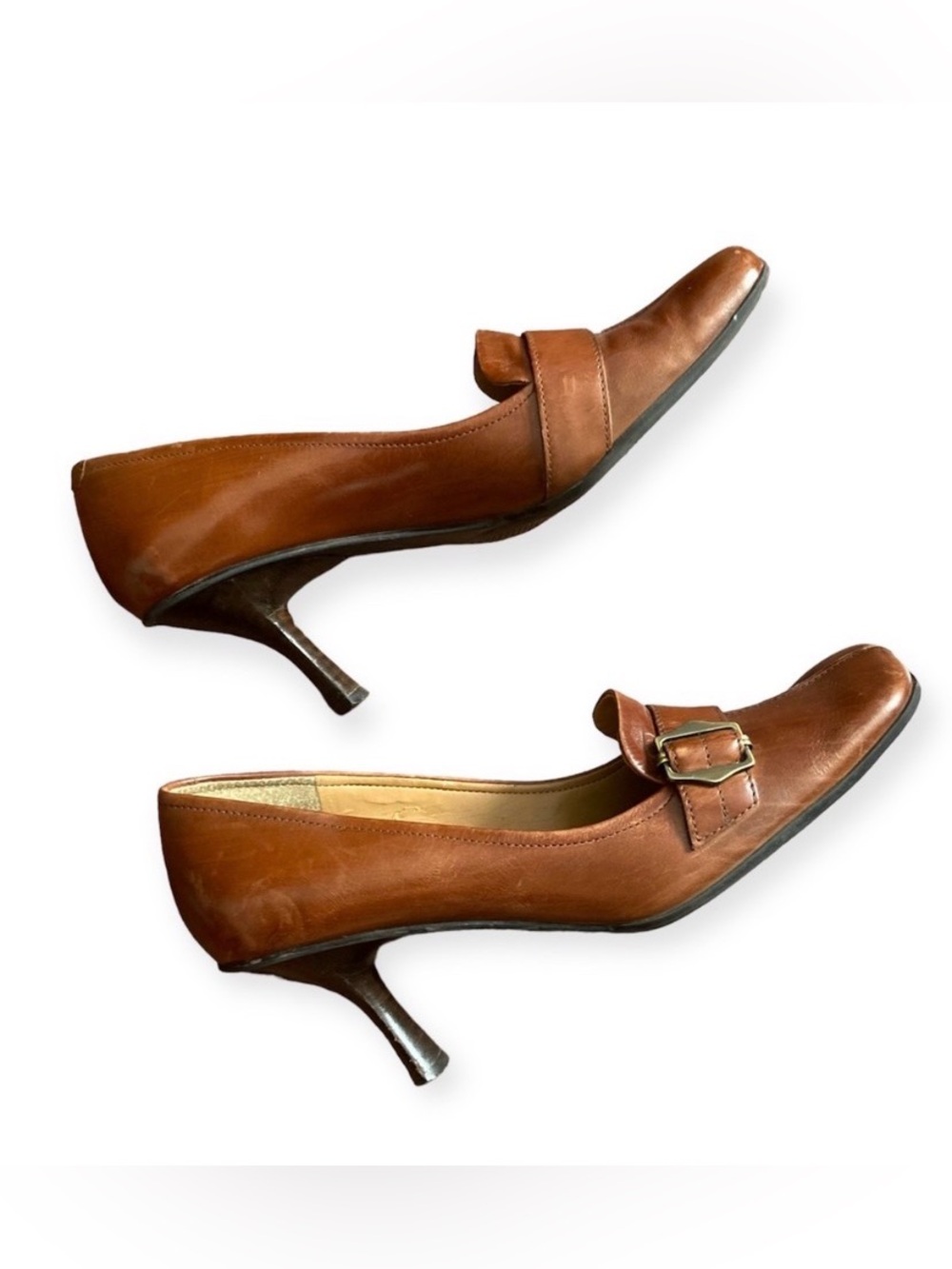 Vintage Enzo Angiolini Eadanette Leather Pumps Size 6 Tan Brown